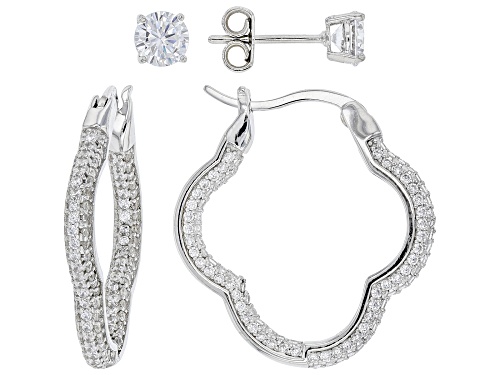 Photo of Bella Luce ® 3.99ctw Rhodium Over Sterling Silver Hoop And Stud Earring Set (2.26ctw DEW)