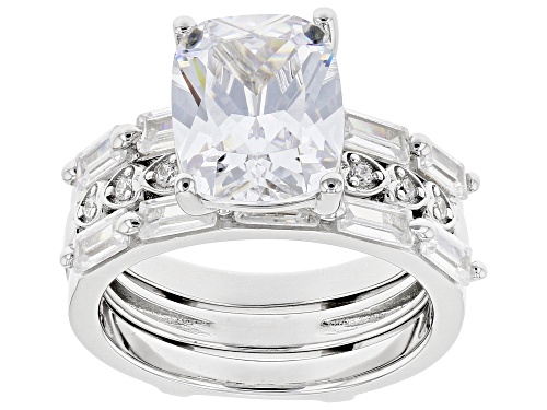 Photo of Bella Luce ® 7.32ctw White Diamond Simulant Rhodium Over Silver Ring With Guard (5.24ctw DEW) - Size 7