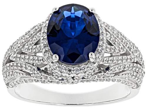 Bella Luce ® 5.53ctw Lab Created Blue Spinel And White Diamond Simulant Rhodium Over Silver Ring - Size 10