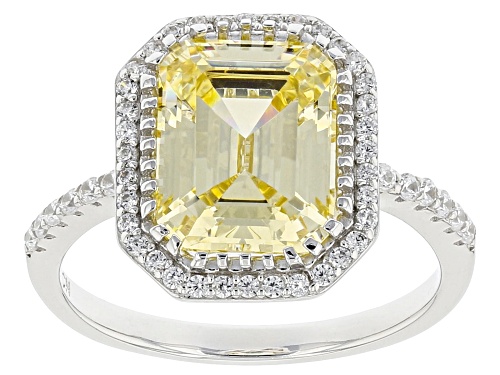 Photo of Bella Luce® 6.06ctw Canary and White Diamond Simulants Rhodium Over Silver Ring (4.09ctw DEW) - Size 11