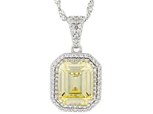 Photo of Bella Luce® 6.88ctw Canary and White Diamond Simulants Rhodium Over Silver Pendant With Chain