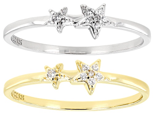 Photo of Bella Luce ® White Diamond Simulant Rhodium Over Sterling Silver And Eterno™ Yellow Star Rings - Size 7