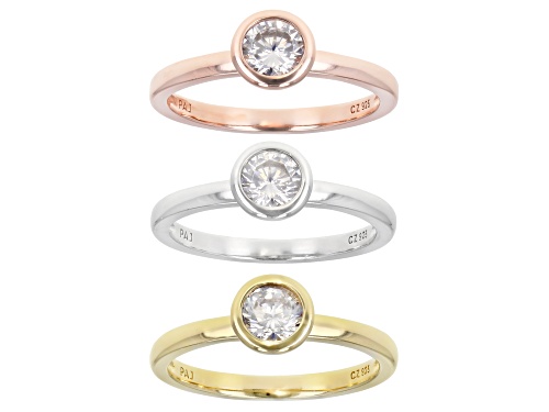 Photo of Bella Luce ® 2.43ctw Rhodium Over Sterling Silver And Eterno™ Yellow And Rose Ring Set (1.38ctw DEW) - Size 9