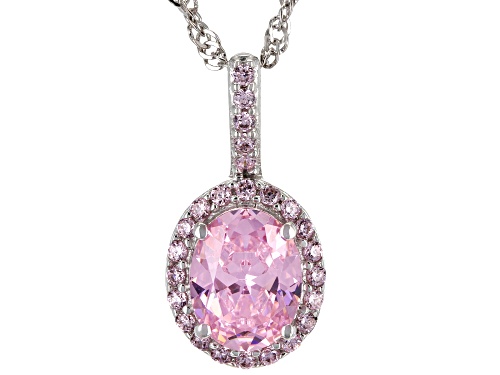 Photo of Bella Luce ® 3.57ctw Pink Diamond Simulant Rhodium Over Silver Pendant With Chain (2.11ctw DEW)