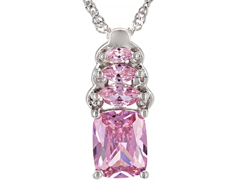 Bella Luce ® 4.36ctw Pink Diamond Simulant Rhodium Over Silver Pendant With Chain (3.11ctw DEW)