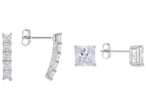 Bella Luce ® 8.19ctw White Diamond Simulant Platinum Over Sterling Silver Earring Set (5.72ctw DEW)