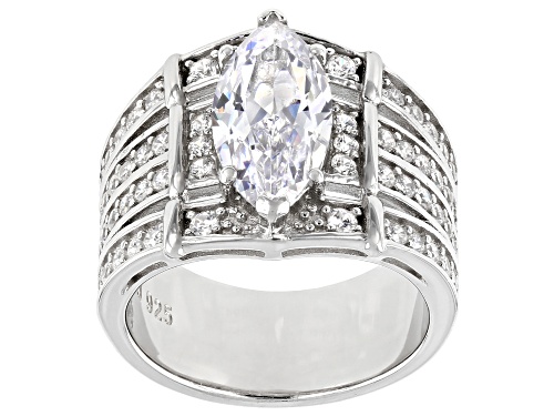 Photo of Bella Luce® 5.95ctw White Diamond Simulant Rhodium Over Silver Ring With Bands (3.31ctw DEW) - Size 8