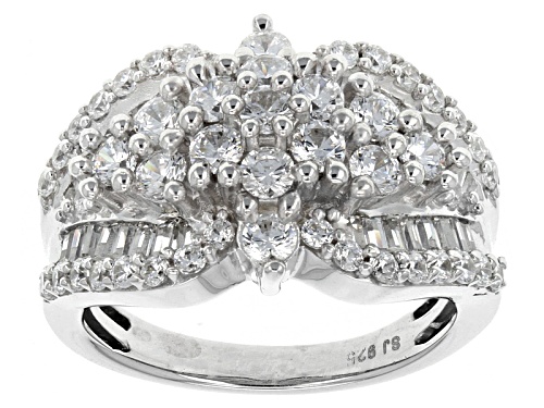 Photo of Bella Luce ® 3.65ctw Diamond Simulant Round & Baguette Rhodium Over Silver Ring (2.05ctw Dew) - Size 5