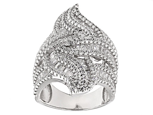 Bella Luce ® 5.48ctw Diamond Simulant Rhodium Over Sterling Silver Ring (3.27ctw Dew) - Size 6