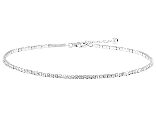 Bella Luce ® 5.22ctw Round Rhodium Over Sterling Silver Anklet (2.61ctw Dew) - Size 10