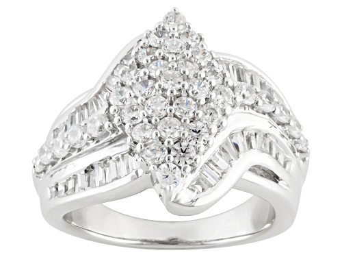 Photo of Bella Luce ® 3.60ctw Diamond Simulant Round & Baguette Rhodium Over Sterling Ring (2.05ctw Dew) - Size 7