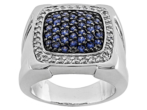 Photo of Bella Luce ® 1.75ctw Blue/White Diamond Simulants Rhodium Over Silver Mens Ring (.69ctw Dew) - Size 9