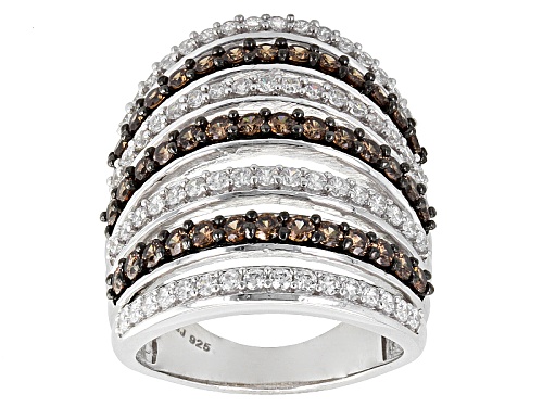 Photo of Bella Luce® 4.01ctw Mocha & White Diamond Simulant Rhodium Over Sterling Ring (2.19ctw Dew) - Size 6