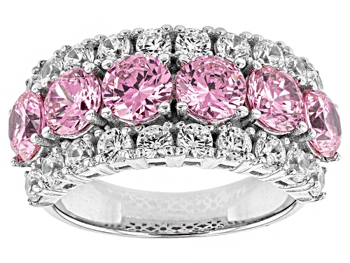 Bella Luce ® 6.74ctw Pink & White Diamond Simulant Rhodium Over Sterling Silver Ring (3.96ctw Dew) - Size 6