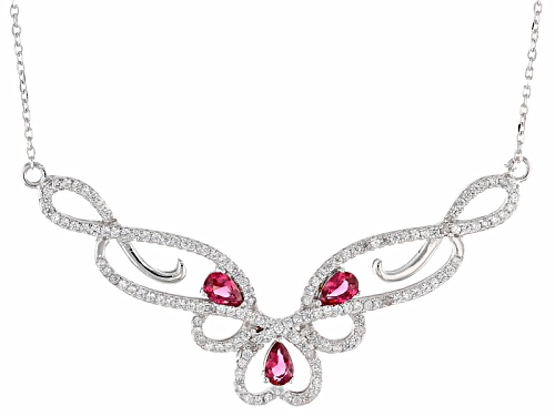 Bella Luce ® 2.23ctw Ruby & White Diamond Simulants Rhodium Over Sterling Silver Necklace - Size 18