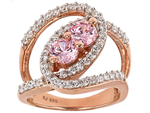 Bella Luce ® 3.43ctw Pink & White Diamond Simulant Round Eterno ™ Rose Ring (1.67ctw Dew) - Size 10