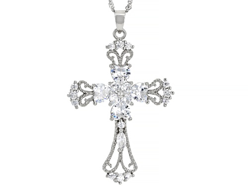 Photo of Bella Luce ® 4.70ctw Diamond Simulant Rhodium Over Silver Cross Pendant With Chain(2.03ctw Dew)