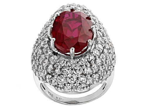 Bella Luce ® 12.66ctw Lab Created Ruby & Diamond Simulant Rhodium Over Sterling Silver Ring - Size 6