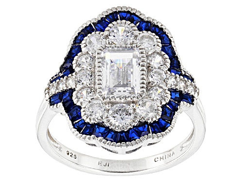 Photo of Bella Luce ® 3.57ctw White Diamond Simulant And Lab Created Blue Spinel Rhodium Over Silver Ring - Size 11