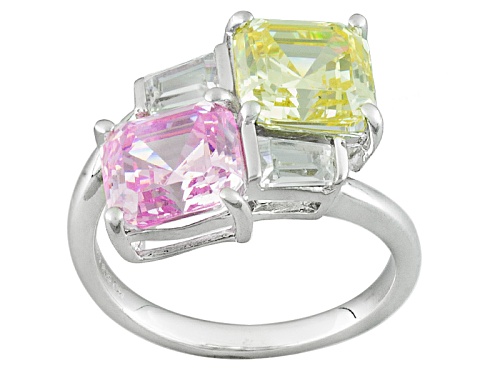 Bella Luce ® 10.20ctw Multi-Color Diamond Simulant Rhodium Over Sterling Silver Ring (4.38ctw Dew) - Size 11