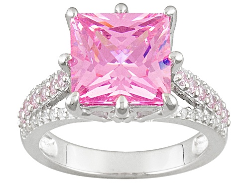 Bella Luce ® 10.35ctw Pink And White Diamond Simulants Rhodium Over Sterling Silver Ring - Size 10