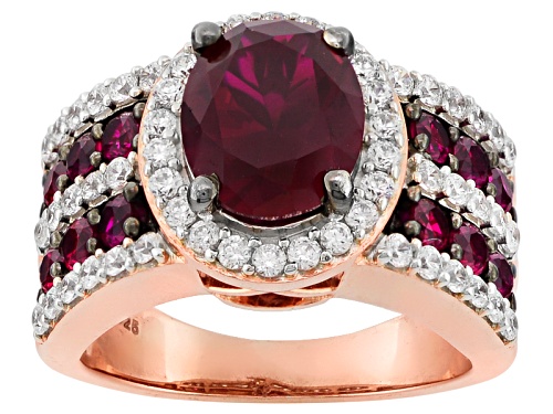 Photo of Bella Luce ® 5.63ctw Lab Created Ruby & White Diamond Simulants Oval & Round Eterno ™ Rose Ring - Size 7