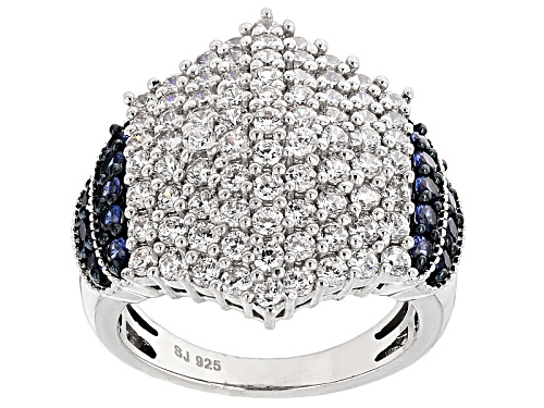 Bella Luce ® 4.20ctw Diamond Simulant & Lab Created Sapphire Rhodium Over Sterling Silver Ring - Size 5