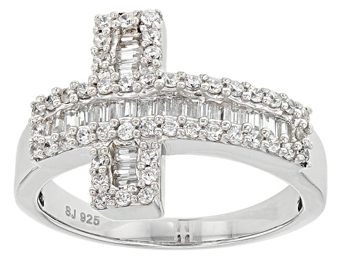 Photo of Bella Luce ® 1.13ctw Diamond Simulant Rhodium Over Sterling Silver Cross Ring (.74ctw Dew) - Size 6