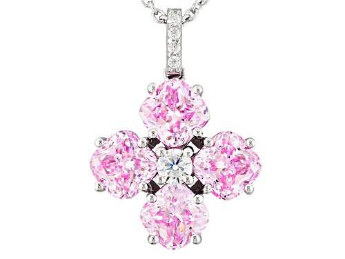 Bella Luce ® 8.43ctw Pink/White Diamond Simulant Rhodium Over Sterling Pendant/Chain (3.57ctw Dew)