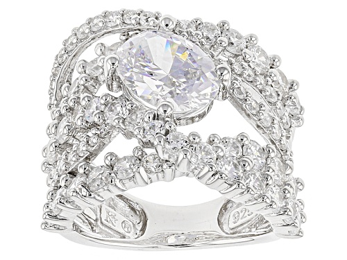 Bella Luce ® 6.83ctw Diamond Simulant Rhodium Over Sterling Silver Ring (3.83ctw Dew) - Size 7