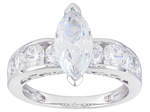 Bella Luce ® 3.89ctw White Diamond Simulant Rhodium Over Sterling Silver Ring (3.1ctw Dew) - Size 10