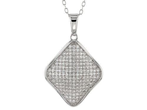 Bella Luce®.91ctw White Diamond Simulant Rhodium Over Sterling Silver Pendant W/Chain (.81ctw Dew)