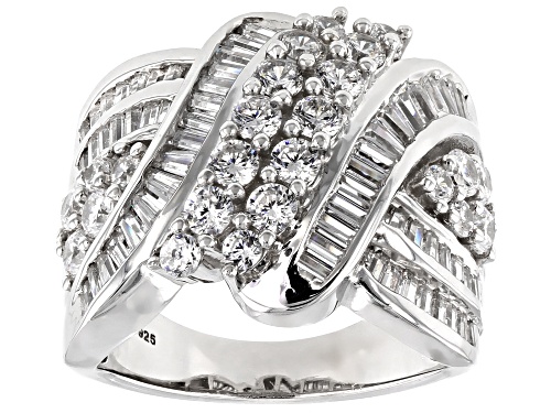 Bella Luce ® 4.80ctw Diamond Simulant Rhodium Over Sterling Silver Ring (3.14ctw Dew) - Size 5