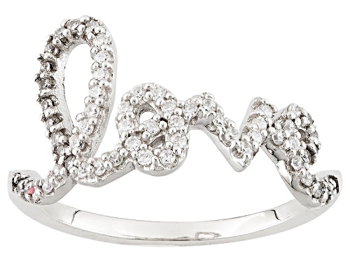 Bella Luce ® .52ctw White Diamond Simulant Rhodium Over Sterling Silver Love Ring (.29ctw Dew) - Size 7