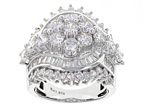 Bella Luce ® 6.77ctw Diamond Simulant Rhodium Over Sterling Silver Ring (4.71ctw Dew) - Size 9