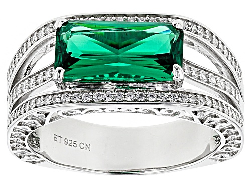 Photo of Bella Luce ® 6.03ctw Emerald And White Diamond Simulants Rhodium Over Sterling Silver Ring - Size 5