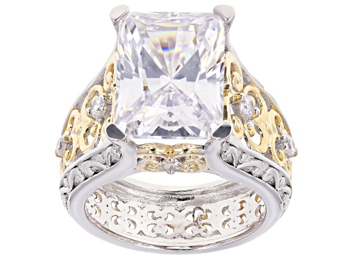 Bella Luce ® 14.82ctw Diamond Simulant Rhodium & Eterno™ Yellow Gold Over Sterling Silver Ring - Size 7