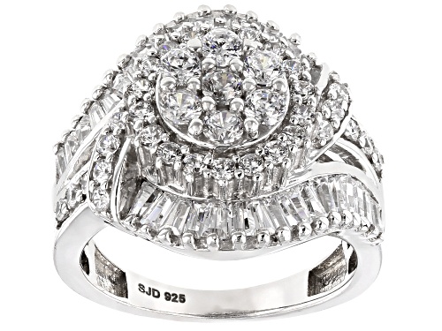Bella Luce ® 3.29ctw White Diamond Simulant Rhodium Over Sterling Silver Ring (2.25ctw Dew) - Size 5