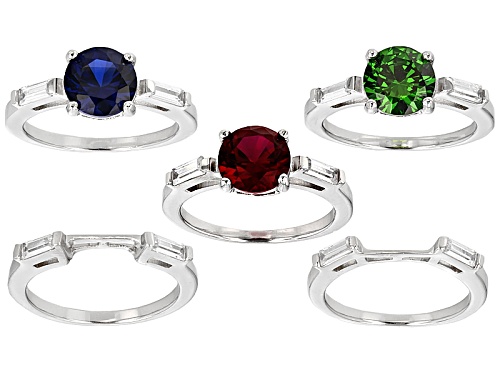 Bella Luce®12.92ctw Sapphire,Emerald, Ruby,& White Diamond Simulants Rhodium Over Sterling Rings - Size 11