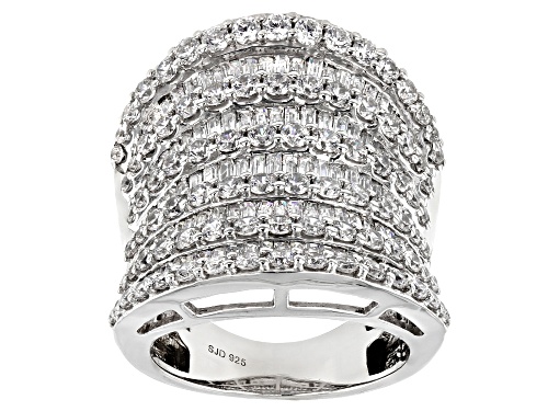 Bella Luce® 7.70ctw White Diamond Simulant Rhodium Over Sterling Silver Ring (6.62ctw DEW) - Size 5