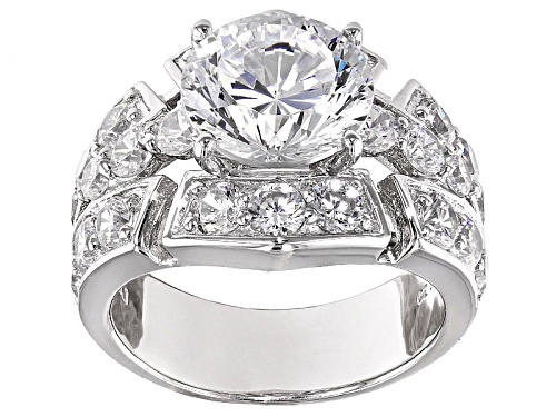 Photo of Bella Luce ® Dillenium Cut 10.48ctw Diamond Simulant Round Rhodium Over Sterling Silver Ring - Size 10