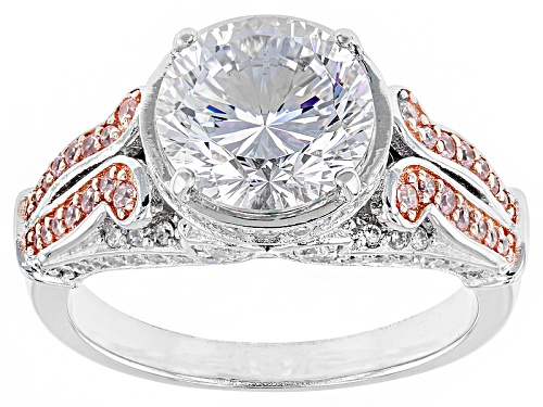 Bella Luce ® Dillenium 5.74ctw Pink/White Dia Simulants Rhodium Over Silver And Eterno ™ Ring - Size 7
