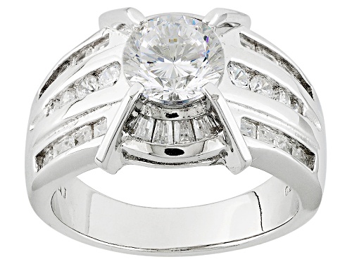 Bella Luce® Dillenium Cut 3.64ctw Diamond Simulant Rhodium Over Sterling Silver Ring (2.01ctw Dew) - Size 8