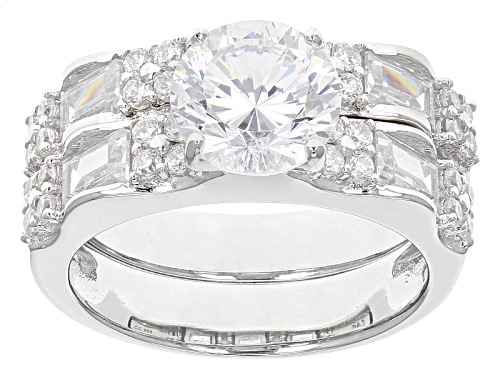 Bella Luce ® 6.11ctw Dillenium White Diamond Simulant Rhodium Over Sterling Silver Ring With Band - Size 12