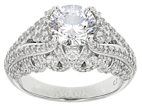 Bella Luce® Dillenium Cut 5.52ctw Diamond Simulant Rhodium Over Sterling Silver Ring (3.42ctw Dew) - Size 10