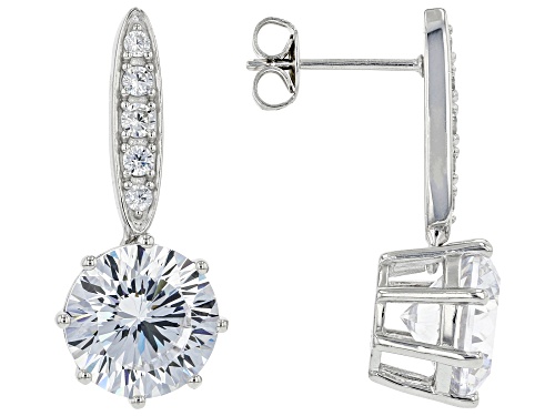 Bella Luce ® Dillenium Cut 12.62ctw White Diamond Simulant Rhodium Over Silver Earrings