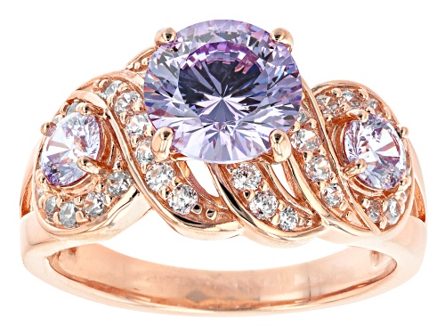 Photo of Bella Luce ® Dillenium Cut 4.67ctw Lavender And White Diamond Simulants Eterno™ Rose Ring - Size 11