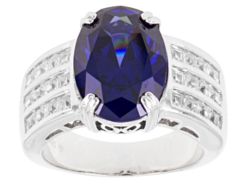 Photo of Bella Luce ® Esotica ™ 10.13ctw Tanzanite & White Diamond Simulants Rhodium Over Silver Ring - Size 7