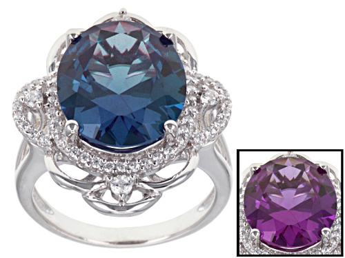 Bella Luce ® Esotica ™ 8.79ctw Alexandrite Simulant & Diamond Simulant Rhodium Over Silver Ring - Size 9