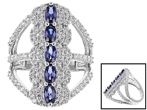 Photo of Bella Luce ® Esotica ™ 4.36ctw Tanzanite & Diamond Simulants Rhodium Over Silver Ring - Size 5
